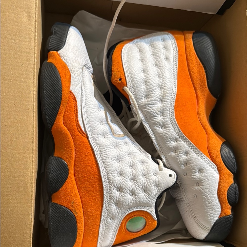 White and Orange Athletic Sneakers